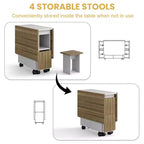 Table à manger pliante Zevemomo avec 4 chaises, rangement et roulettes – Table de cuisine pliable 5 pièces pour salle à manger, petits espaces et appartement