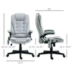 Fauteuil de bureau exécutif de massage vibrant à 6 points Okak avec chaleur, fauteuil d'ordinateur inclinable avec télécommande, fauteuil confortable pour l'étude, le bureau, gris