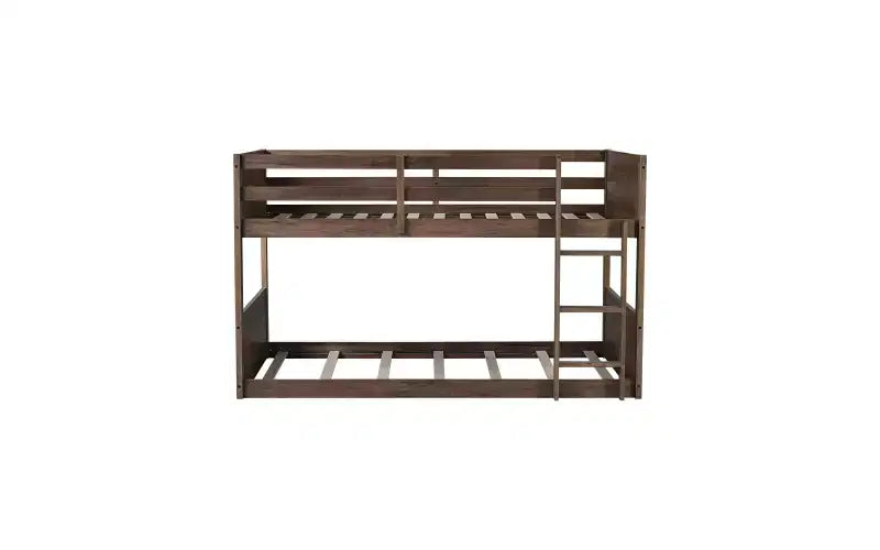 Zevemomo Lit Superposé en Bois Jumeau sur Jumeau, Cadre de Lit en Bois d'Hévéa Massif avec Échelle Intégrée, pour Petits Espaces, Chambre, Gain de Place, Pas de Sommier Tapissier Nécessaire
