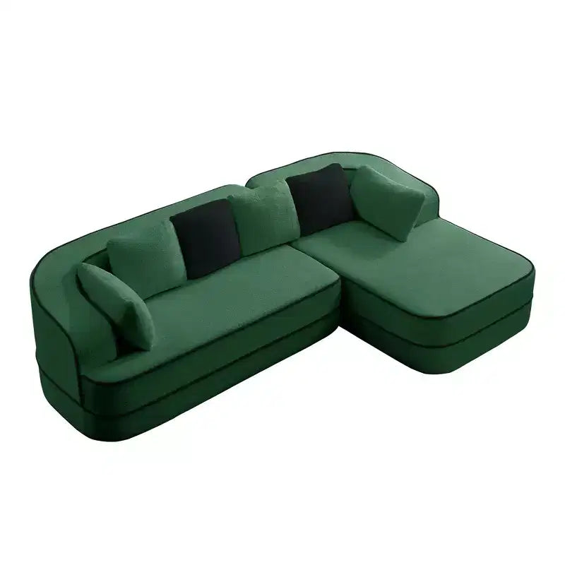 Canapé 106 sans accoudoirs en tissu Teddy 32D, design contrasté, canapé douillet et moelleux avec méridienne en L, pour salon