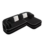Canapé 106 sans accoudoirs en tissu Teddy 32D, design contrasté, canapé douillet et moelleux avec méridienne en L, pour salon