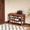 GDFStudio Alistair Mid-Century Modern Rubberwood Shoe Storage Bench
