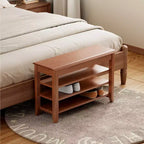 Banc de rangement pour chaussures GDFStudio Alistair en bois d'hévéa, style moderne du milieu du siècle