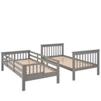 Lit superposé enfant à double escalier avec rangement et garde-corps pour chambre à coucher ou dortoir