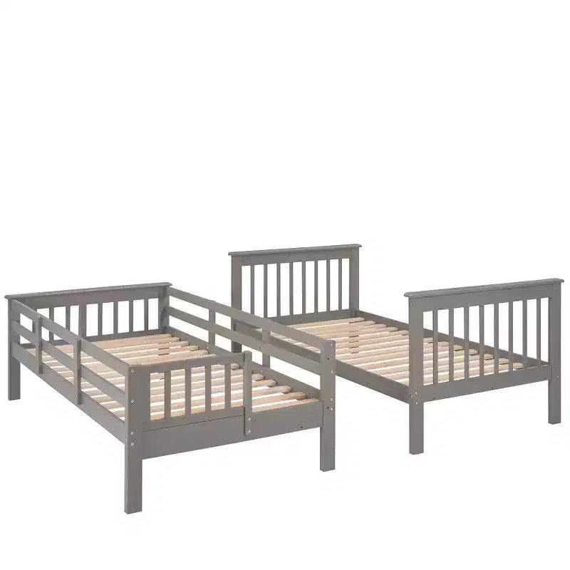 Lit superposé enfant à double escalier avec rangement et garde-corps pour chambre à coucher ou dortoir