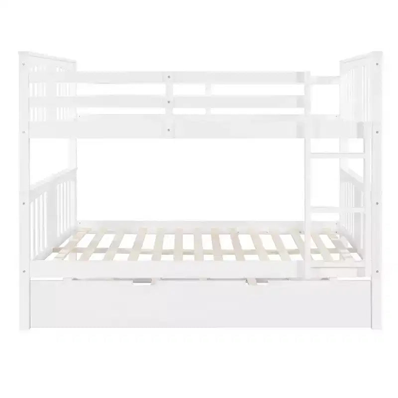 Lit superposé double sur double avec lit gigogne simple, Cadre de lit superposé en bois double pour enfants, adolescents et adultes, convertible en 2 lits