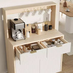 Buffet COZONY avec 2 tiroirs et étagères réglables, console moderne en bois pour salle à manger, salon, cuisine, entrée