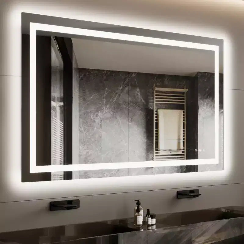 Miroir de salle de bain, miroir de courtoisie anti-buée avec lumières à intensité variable
