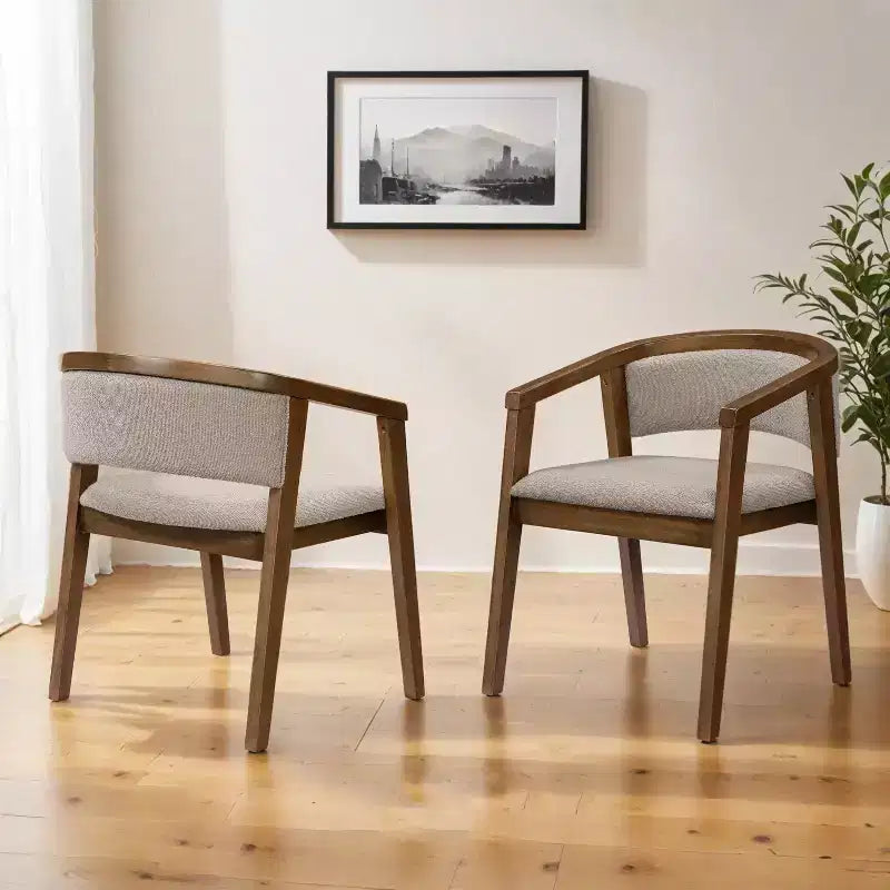 Chaises de salle à manger Christopher Knight Home Emilia Mid-Century Modern en tissu bouclé avec accoudoirs en U (Lot de 2)