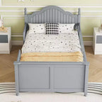 Lit plateforme contemporain GDFStudio Theodore pour enfants avec tête et pied de lit et barrières de sécurité
