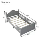 Lit plateforme contemporain GDFStudio Theodore pour enfants avec tête et pied de lit et barrières de sécurité