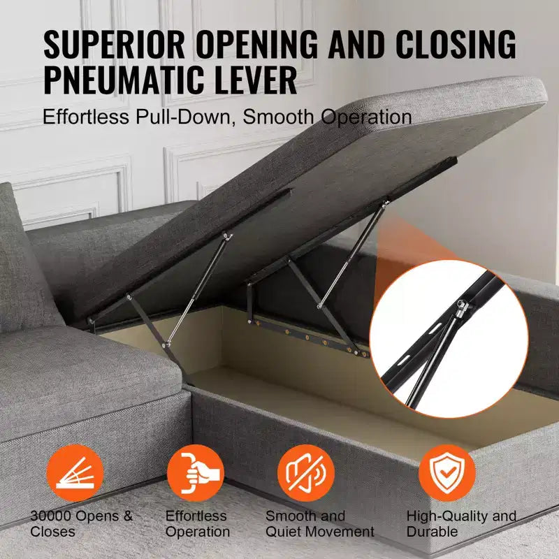 VEVOR Vérin de lit, taille de lit compatible 150 x 180 cm, charge de 70 kg, kit de quincaillerie mécanique pour lit mural DIY, support de lit robuste à levier pneumatique, noir