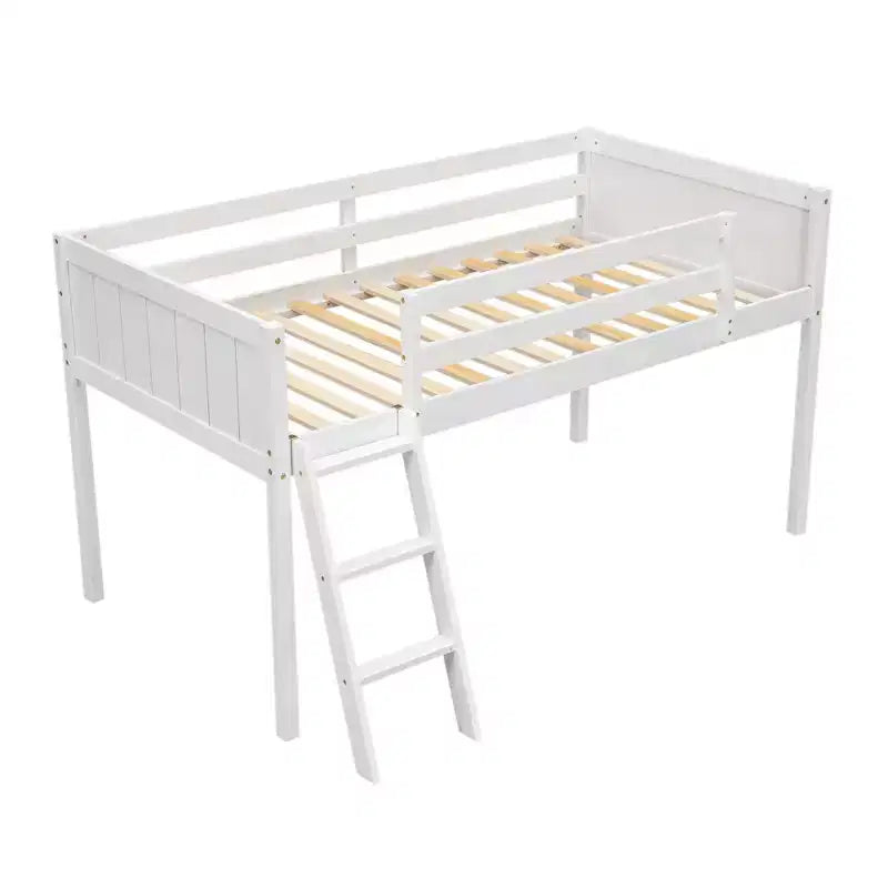 Okak Lit mezzanine enfant double/grand format 79,5 pouces avec échelle amovible, cadres de lit avec garde-corps de sécurité, lit mezzanine pour chambre d'enfant, salle de jeux
