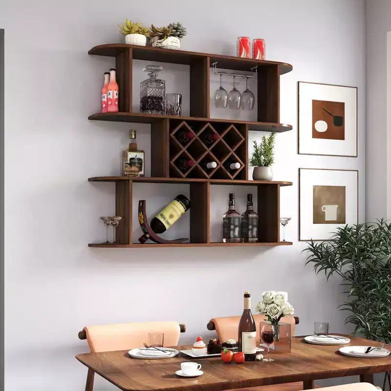 Étagère à vin murale CuisinSmart, étagère de bar suspendue à 3 niveaux grande capacité, porte-verres à vin, étagère de présentation pour bouteilles de vin, pour la décoration de la cuisine ou de la salle à manger
