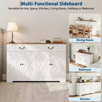 CuisinSmart Buffet de salle à manger moderne de style fermier de 145 cm avec 2 tiroirs et étagères réglables, organisateur de bar à café pour salon