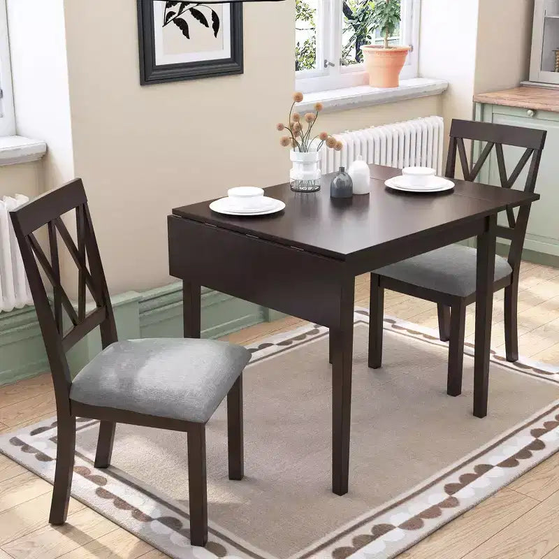 Okak 30X45IN Ensemble de table à manger extensible minimaliste pour 4, table de cuisine avec pieds en bois d'hévéa, table pliante pour salle à manger, petits espaces