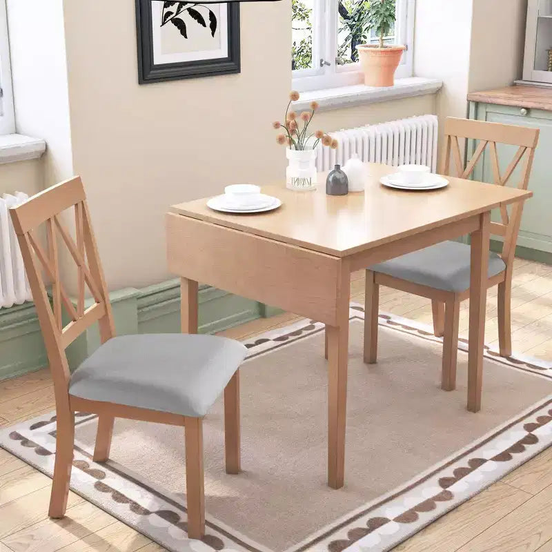 Okak 30X45IN Ensemble de table à manger extensible minimaliste pour 4, table de cuisine avec pieds en bois d'hévéa, table pliante pour salle à manger, petits espaces
