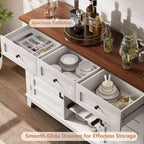 Buffet de ferme de 135,9 cm avec rangement, armoire de rangement avec 3 tiroirs, casier à vin réversible, buffet de ferme avec étagère réglable