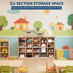 Meuble de rangement à 20 compartiments avec roulettes, Organisateur mobile avec dispositif anti-basculement pour salle de classe et maison