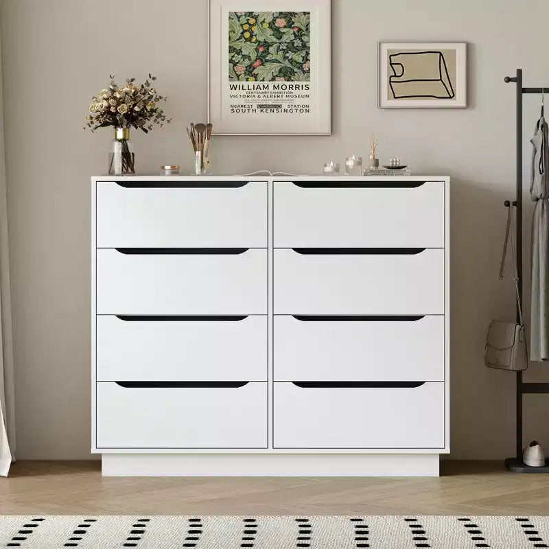 Commode de chambre Okak Modern 6/9 tiroirs avec poignée, commode en bois minimaliste, commode pour chambre à coucher, entrée