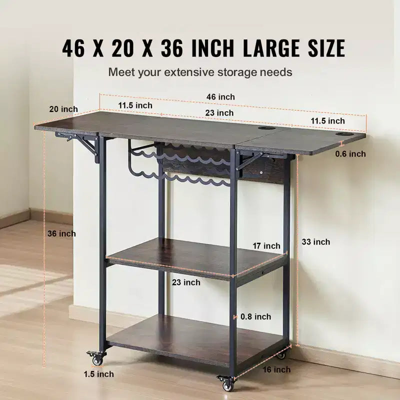 Table de presse à chaud VEVOR, support de presse à chaud mobile à 3 niveaux, support de machine de transfert de chaleur pliable avec roulettes et porte-rouleaux de vinyle, noir et marron