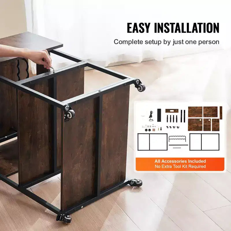 Table de presse à chaud VEVOR, support de presse à chaud mobile à 3 niveaux, support de machine de transfert de chaleur pliable avec roulettes et porte-rouleaux de vinyle, noir et marron