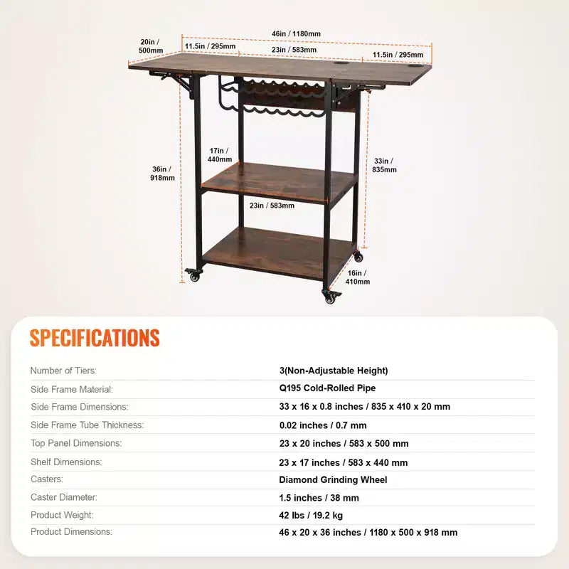 Table de presse à chaud VEVOR, support de presse à chaud mobile à 3 niveaux, support de machine de transfert de chaleur pliable avec roulettes et porte-rouleaux de vinyle, noir et marron