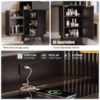 COZONY Coiffeuse d'angle 48 avec miroir triple HD éclairé, plateau en verre, station de charge