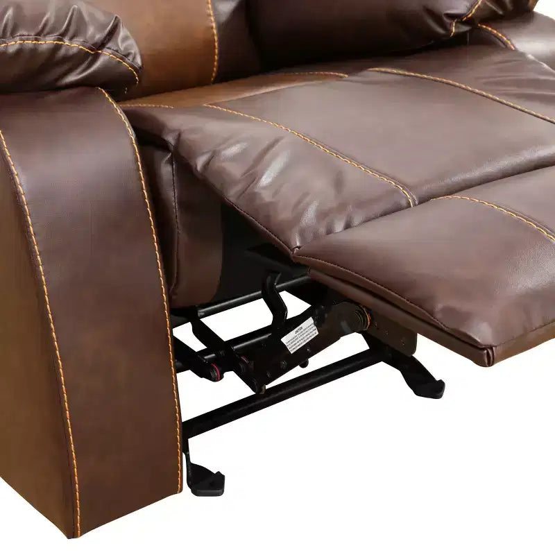 MAYEERTY Causeuse inclinable, fauteuil inclinable 2 places en cuir respirant avec rangement et porte-gobelets pour salon, marron