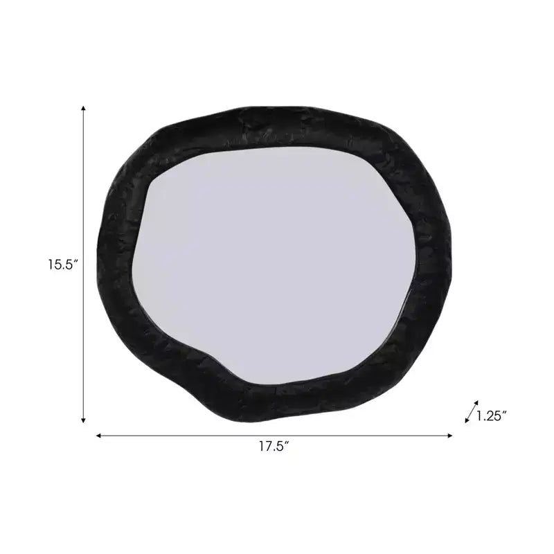 Miroir mural moderne irrégulier - Cadre texturé - Verre et métal - Miroir décoratif contemporain pour maison, bureau, chambre à coucher, salon - 1 Noir