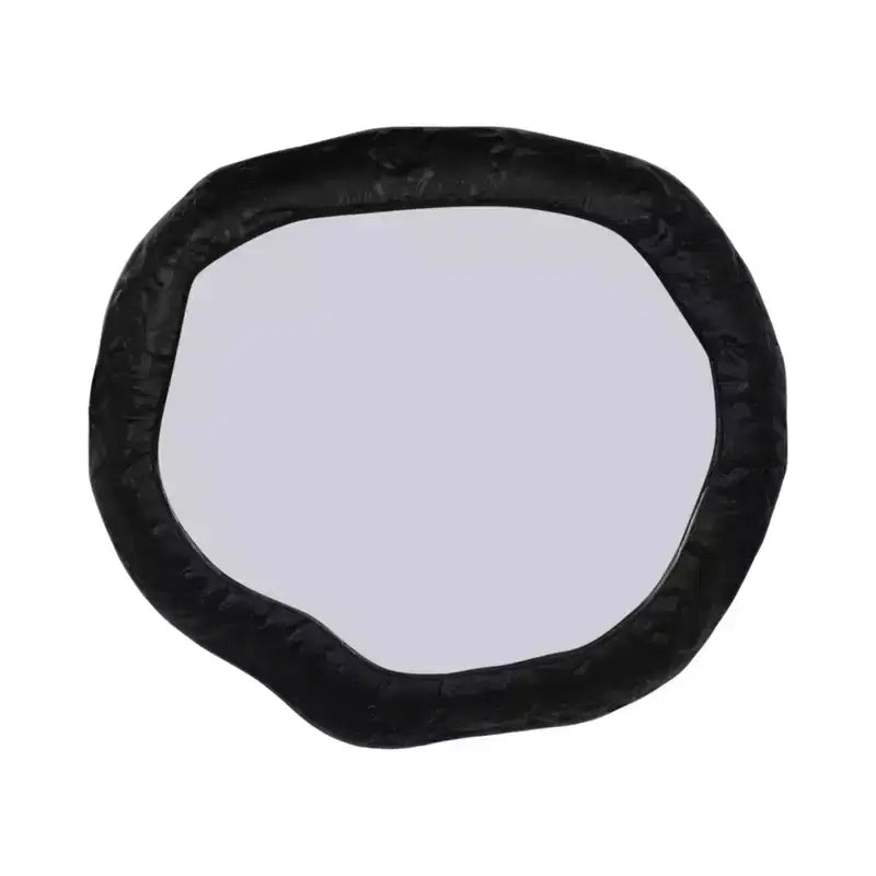 Miroir mural moderne irrégulier - Cadre texturé - Verre et métal - Miroir décoratif contemporain pour maison, bureau, chambre à coucher, salon - 1 Noir