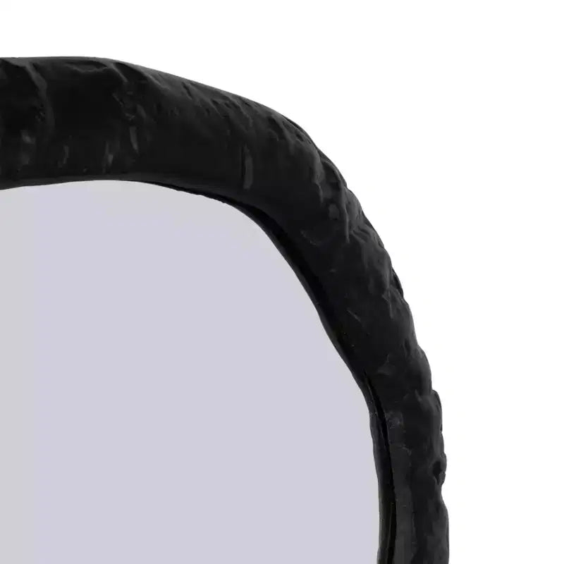 Miroir mural moderne irrégulier - Cadre texturé - Verre et métal - Miroir décoratif contemporain pour maison, bureau, chambre à coucher, salon - 1 Noir