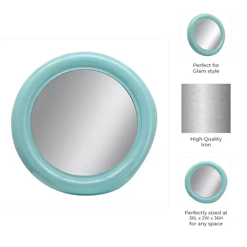 Miroir Mural Rond Moderne, Cadre en Métal, Accent Décoratif Contemporain, Design en Fer Élégant pour Salon, Chambre, Salle de Bain ou Bureau - 36