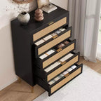 Commode à 5 tiroirs, haute pour petits espaces, meuble de rangement vertical étroit de style rustique pour chambre à coucher