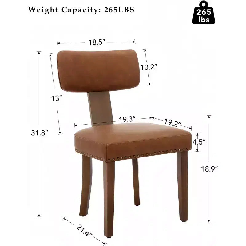 GustoWave Lot de 2 Chaises de Salle à Manger Mid-Century Modernes, Chaises de Cuisine Rembourrées à Dossier Courbé avec Structure en Bois Dur