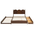 Lit queen size avec rangement et lit gigogne double XL, Lit plateforme queen size en bois avec 2 tiroirs de rangement