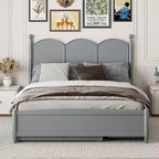 Lit queen size avec rangement et lit gigogne double XL, Lit plateforme queen size en bois avec 2 tiroirs de rangement