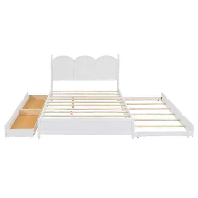 Lit queen size avec rangement et lit gigogne double XL, Lit plateforme queen size en bois avec 2 tiroirs de rangement