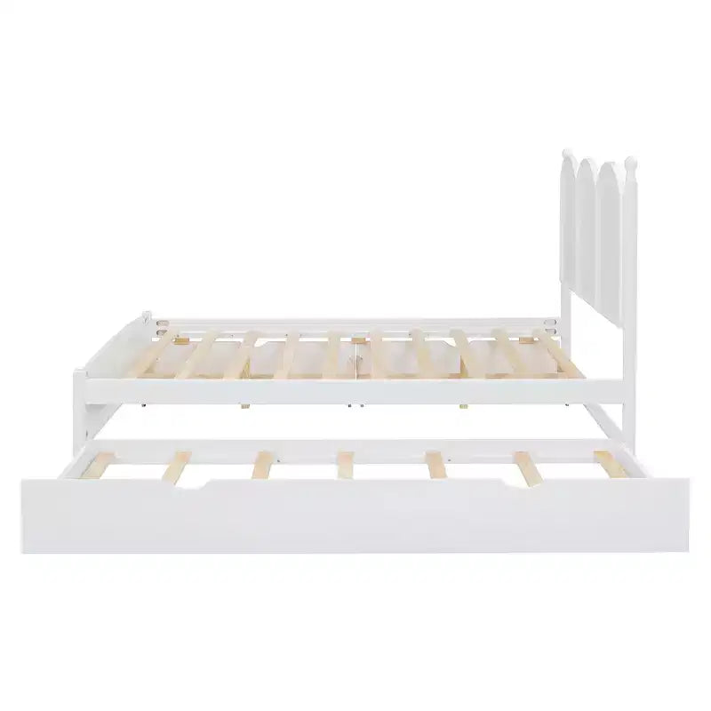 Lit queen size avec rangement et lit gigogne double XL, Lit plateforme queen size en bois avec 2 tiroirs de rangement