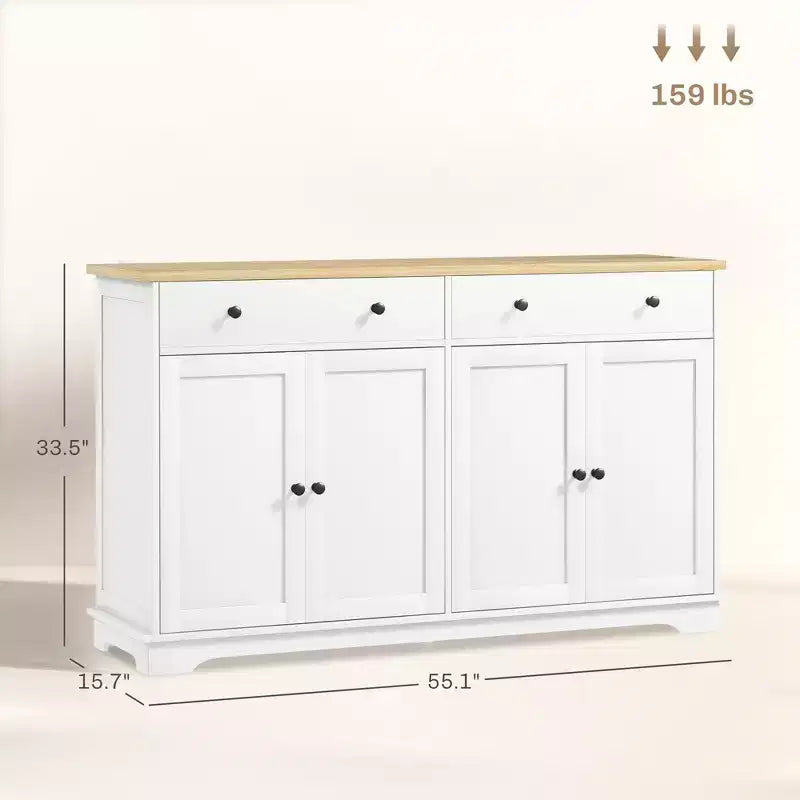 Bahut moderne, Meuble de rangement avec tiroirs, Étagères réglables pour salon, salle à manger, entrée