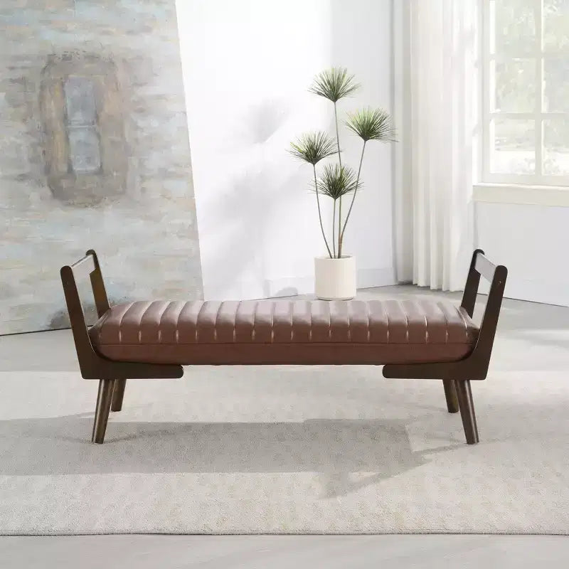 Banc rembourré en bois d'hévéa GDFStudio Indra mi-siècle moderne 52