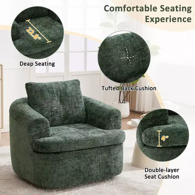 Fauteuil pivotant Merax 360° avec dossier capitonné et double coussin moelleux