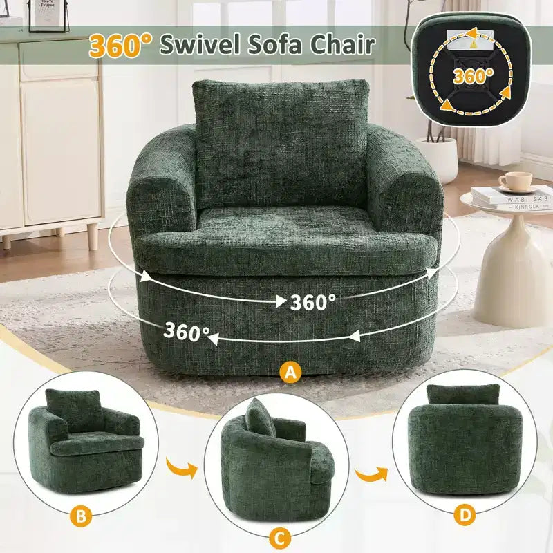Fauteuil pivotant Merax 360° avec dossier capitonné et double coussin moelleux