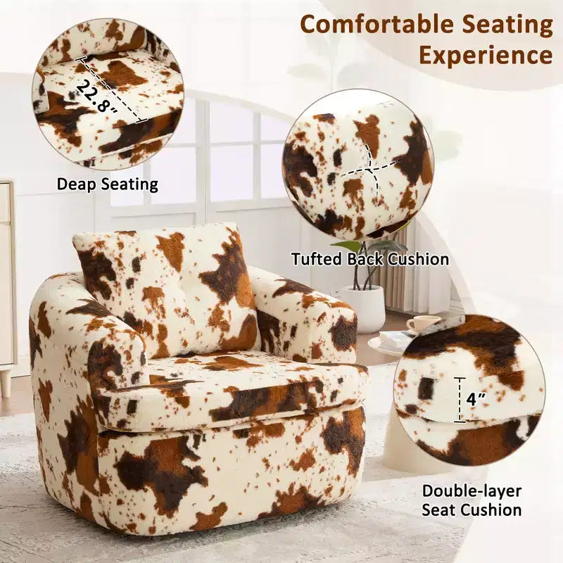 Fauteuil pivotant Merax 360° avec dossier capitonné et double coussin moelleux