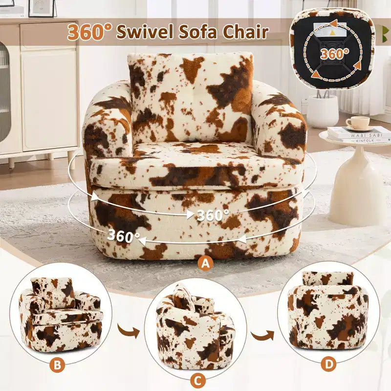 Fauteuil pivotant Merax 360° avec dossier capitonné et double coussin moelleux