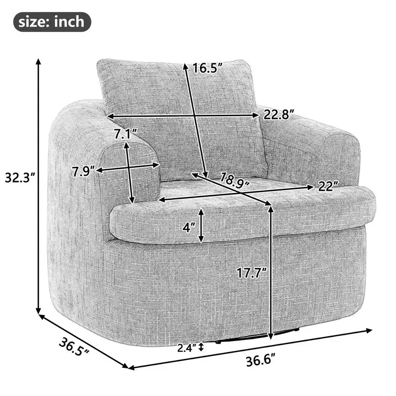 Fauteuil pivotant Merax 360° avec dossier capitonné et double coussin moelleux