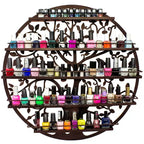 Présentoir mural 5 niveaux Sorbus pour vernis à ongles - Silhouette d'arbre ronde en métal pour salon