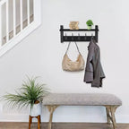 Étagère murale flottante Sorbus 40,6 cm avec 5 crochets robustes pour entrée, salle de bain, chambre, cuisine ou buanderie