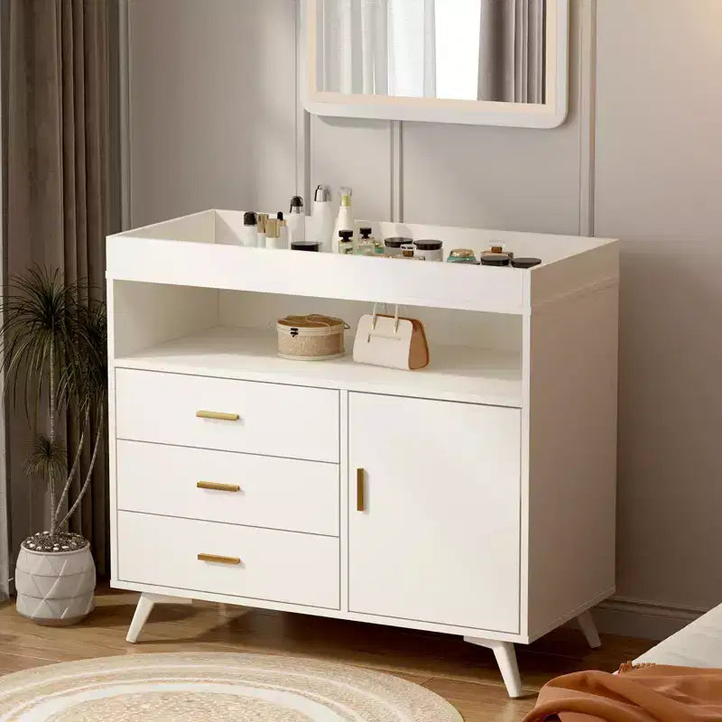 Commode à langer bébé C Blanche, Commode de chambre d'enfant à 3 tiroirs avec matelas à langer amovible pour nourrissons
