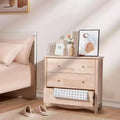 VINGLI Unfinished Natural Solid Wood 3 Drawer Dresser for Bedroom, Farmhouse Dressers & Chests Rubber Wood Dresser